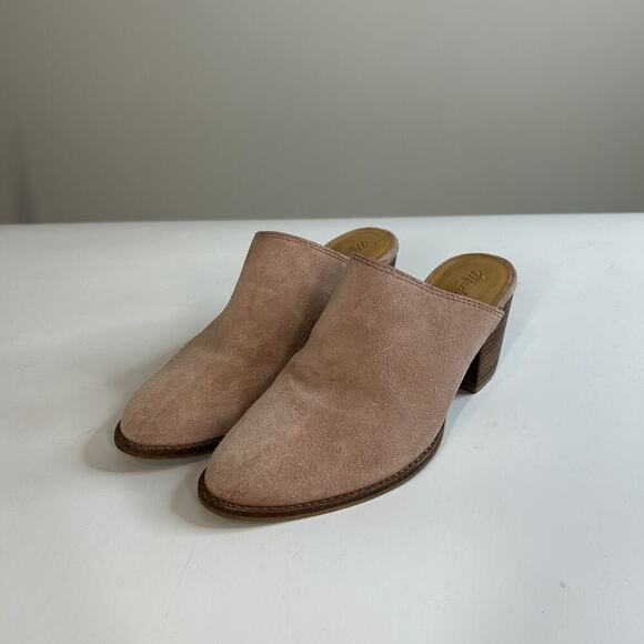 Madewell The Harper Mule 5.5 Pink Old Rose Suede Leather Heel Shoe Slip On Flaw - Picture 1 of 10